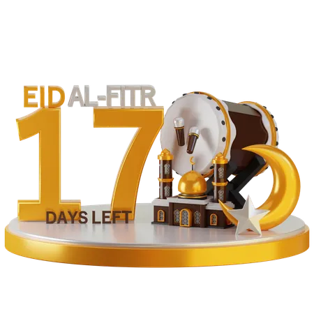 Eid Al Fitr 17 Days Left  3D Illustration