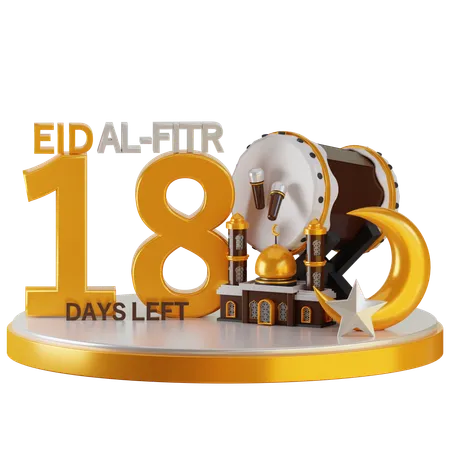 Eid Al Fitr 18 Days Left  3D Illustration