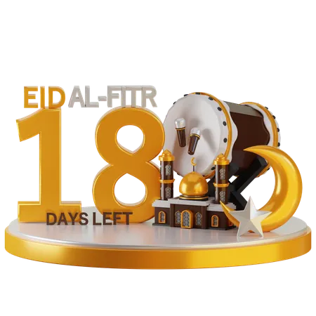 Eid al fitr il reste 18 jours  3D Illustration