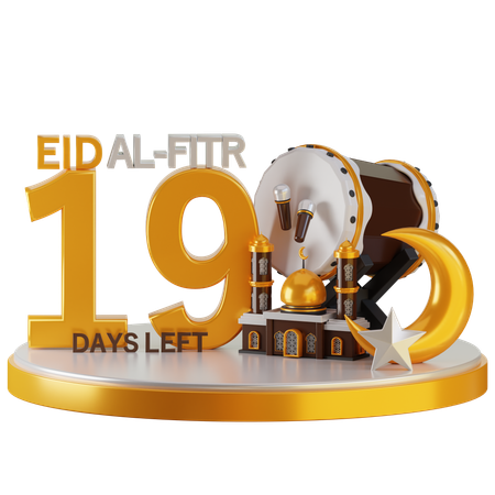 Eid Al Fitr 19 Days Left  3D Illustration