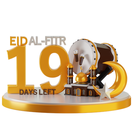 Eid al fitr faltam 19 dias  3D Illustration