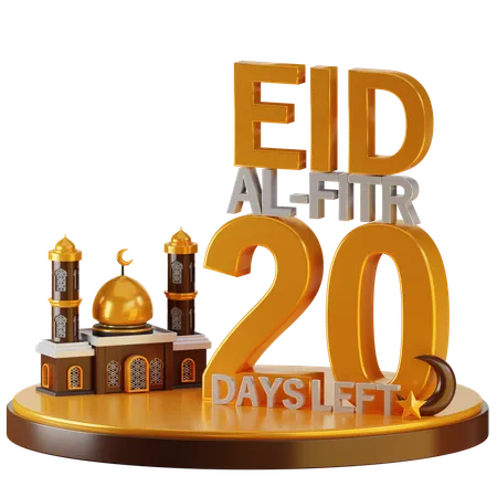 Eid al fitr il reste 20 jours  3D Illustration