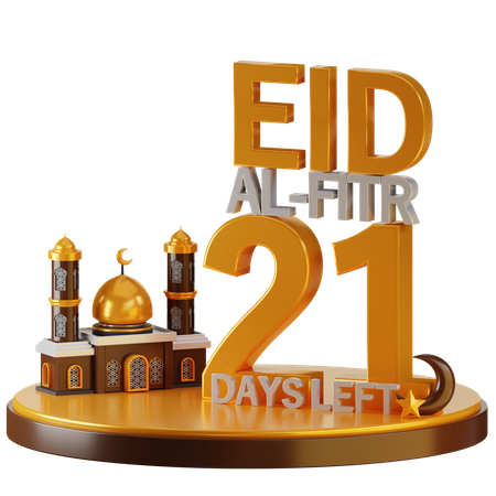 Eid Al Fitr 21 Days Left  3D Illustration