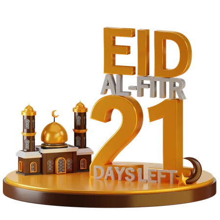 Eid Al Fitr 21 Days Left  3D Illustration