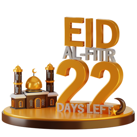Eid Al Fitr 22 Days Left  3D Illustration
