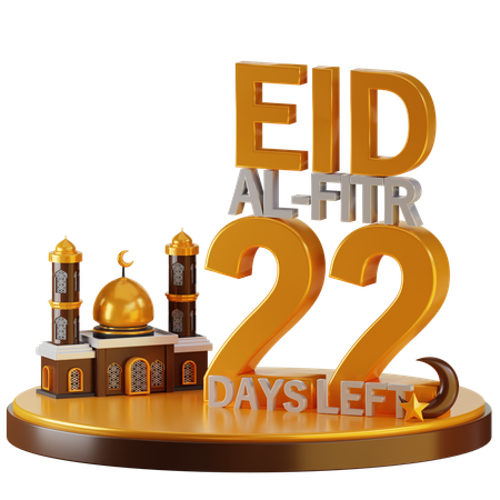 Eid al fitr il reste 22 jours  3D Illustration