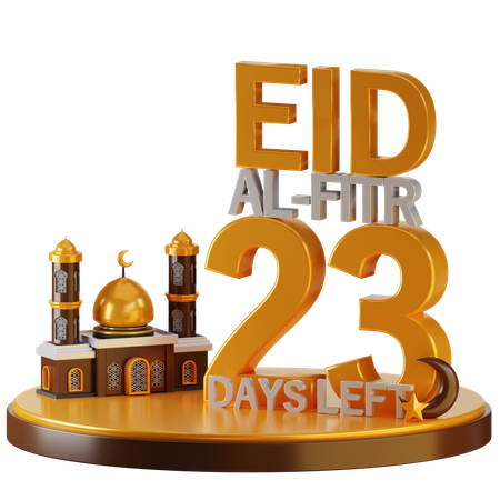 Eid Al Fitr 23 Days Left  3D Illustration