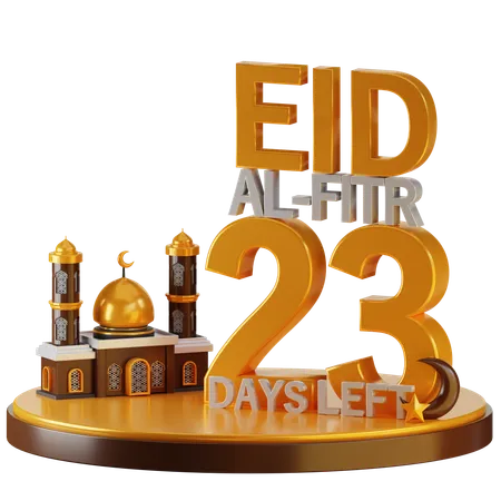 Eid Al Fitr 23 Days Left  3D Illustration
