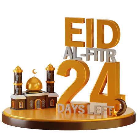 Eid Al Fitr 24 Days Left  3D Illustration