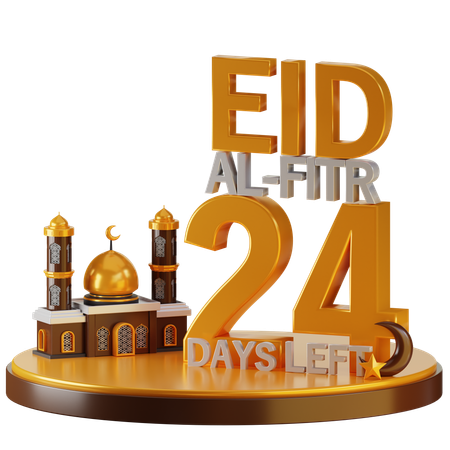 Eid Al Fitr 24 Days Left  3D Illustration