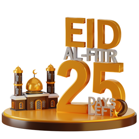 Eid Al Fitr 25 Days Left  3D Illustration