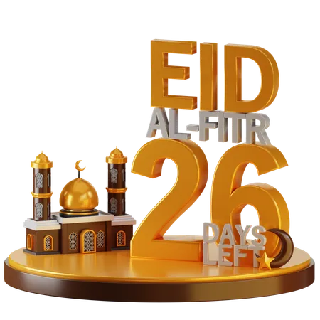 Eid Al Fitr 26 Days Left  3D Illustration