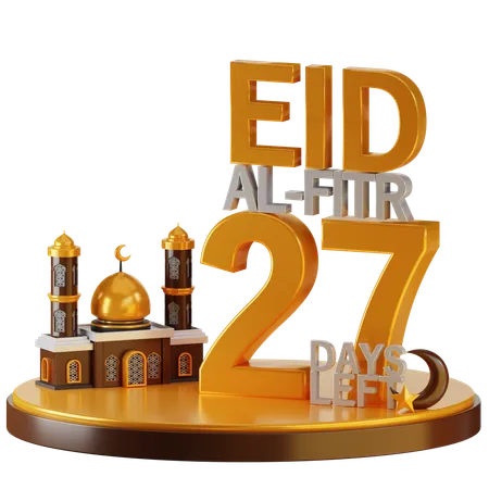 Eid Al Fitr 27 Days Left  3D Illustration