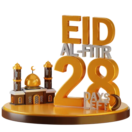Eid Al Fitr 28 Days Left  3D Illustration