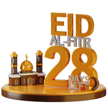 Eid Al Fitr 28 Days Left  3D Illustration