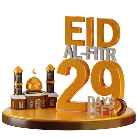 Eid Al Fitr 29 Days Left  3D Illustration