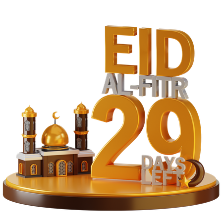 Eid Al Fitr 29 Days Left  3D Illustration