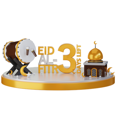 Eid Al Fitr 3 Days Left  3D Illustration