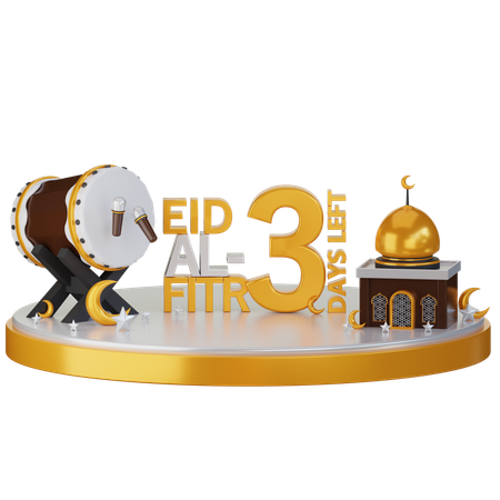 Eid al fitr il reste 3 jours  3D Illustration