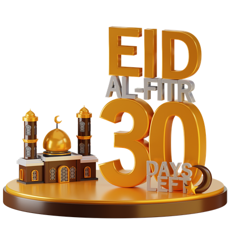 Eid Al Fitr 30 Days Left  3D Illustration