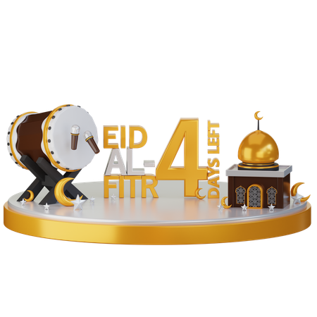 Eid al fitr faltam 4 dias  3D Illustration