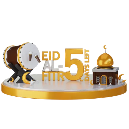 Eid Al Fitr 5 Days Left  3D Illustration