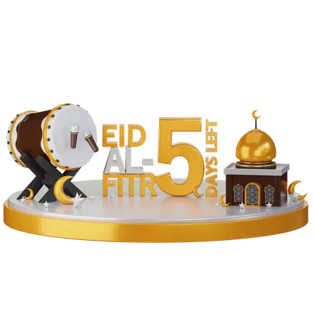 Eid al fitr faltam 5 dias  3D Illustration