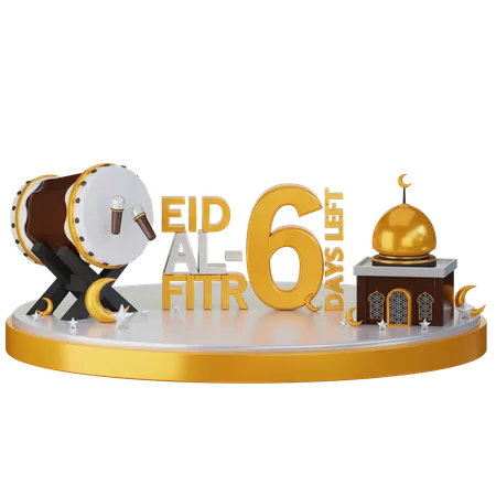 Eid Al Fitr 6 Days Left  3D Illustration