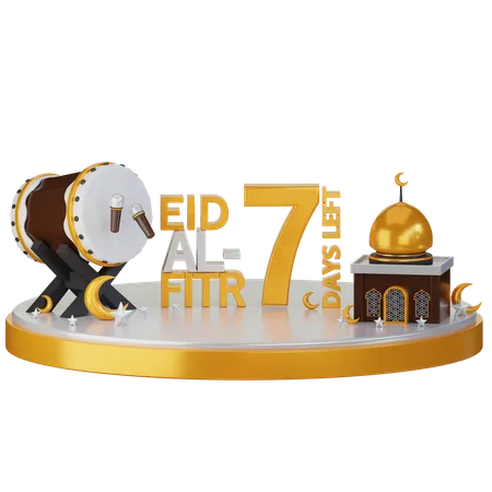 Eid al fitr faltam 7 dias  3D Illustration