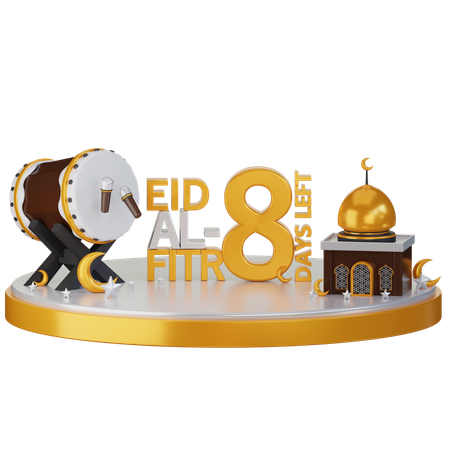 Eid al fitr faltam 8 dias  3D Illustration