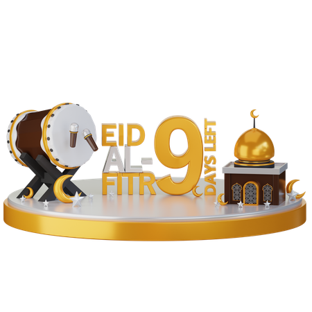 Eid al fitr faltam 9 dias  3D Illustration