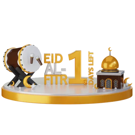 Eid al fitr queda 1 día  3D Illustration