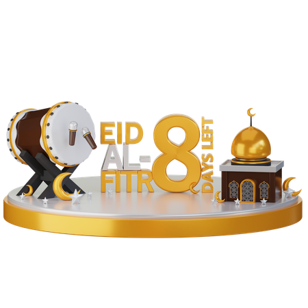 Eid al fitr quedan 8 días  3D Illustration