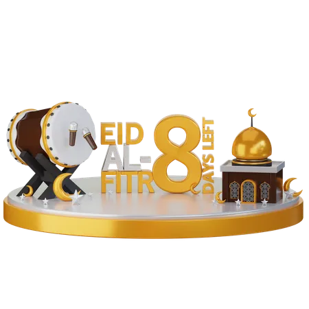 Eid al fitr quedan 8 días  3D Illustration