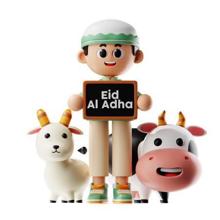 Eid-Feier mit Tieren  3D Illustration