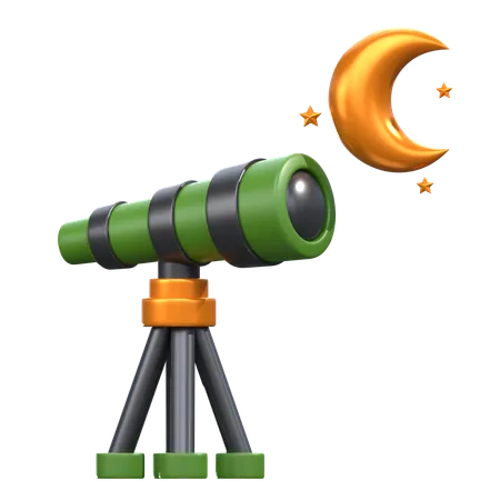 Eid Moon Telescope 3 D Ramadan Icon 3D Icon