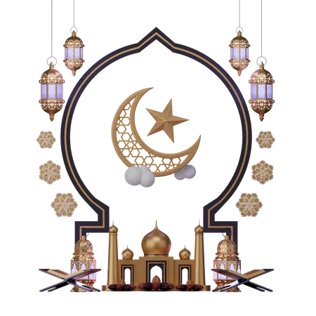 3 D Render Icon Illustration Of Ramadan Relate Objects Suitable For Ramadan Theme 3D Illustration
