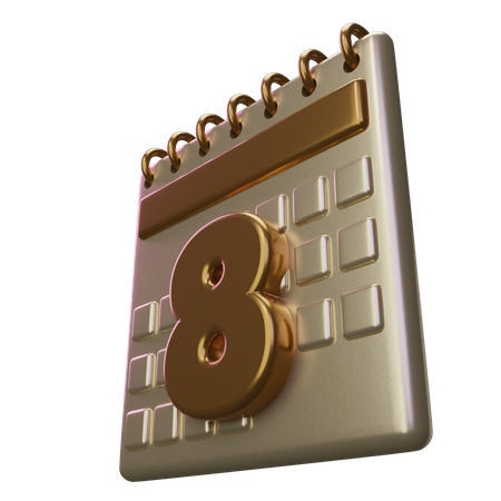 Eight Calendar  3D Icon