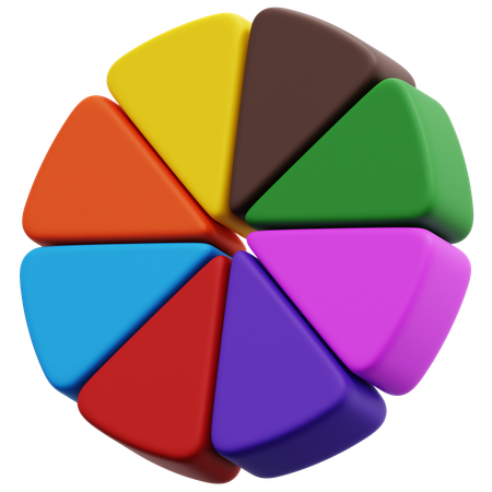Eight Color Wheel Chart  3D Icon