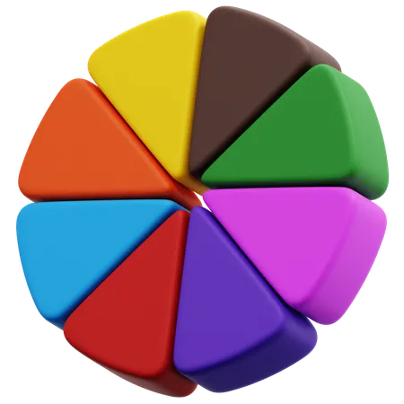 Eight Color Wheel Chart  3D Icon