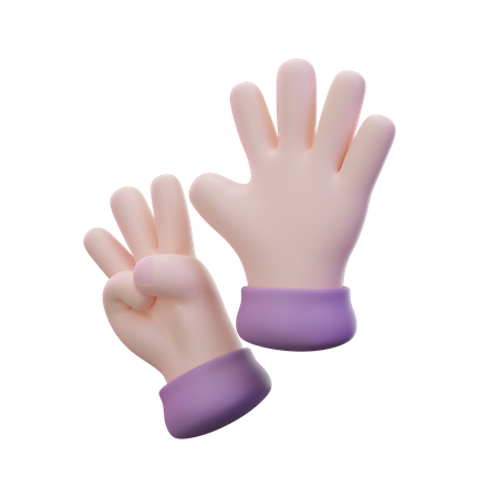 Eight Finger Hand Gesture  3D Icon