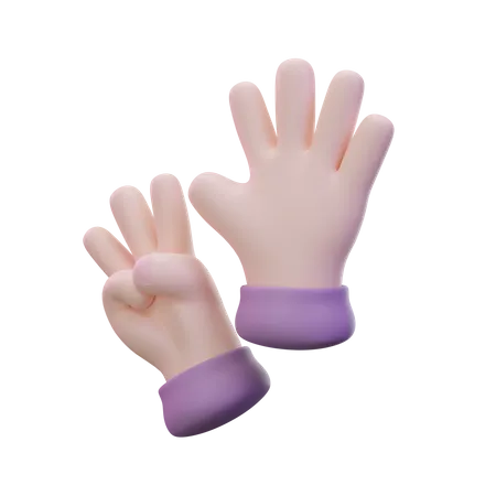 Eight Finger Hand Gesture  3D Icon