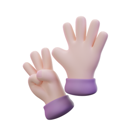 Eight Finger Hand Gesture  3D Icon