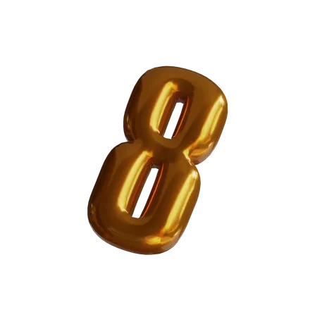 Eight Number Balloon  3D Icon