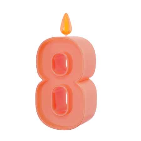 Eight Number Candle 3D Illustration