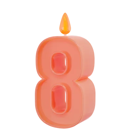 Eight Number Candle  3D Illustration