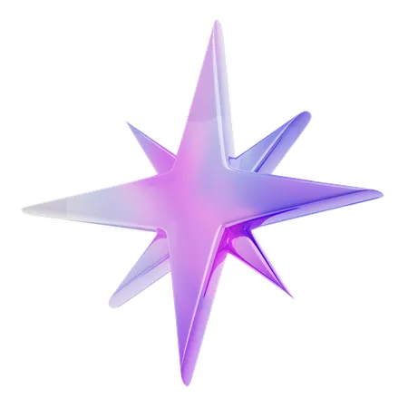 Eight Pointed Star Shape  3D Icon