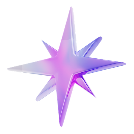 Eight Pointed Star Shape  3D Icon