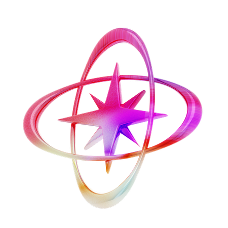Eight Pointed Star With Two Oval Line Shape  3D Icon