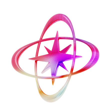 Eight Pointed Star With Two Oval Line Shape  3D Icon